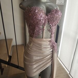 Blush rose gold pink and purple Prom Birthday Bridal Shower Custom Mini Dress